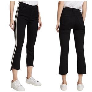 MOTHER Jeans 24 The Insider Crop Step Hem Guilty Stripe Black White